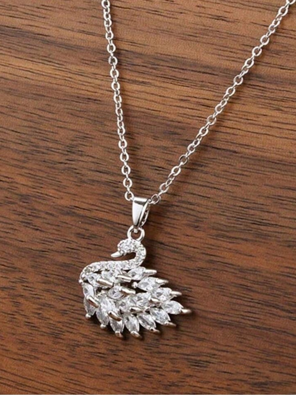 Target Silver Crystal Swan Pendant Necklace - Women Jewelry